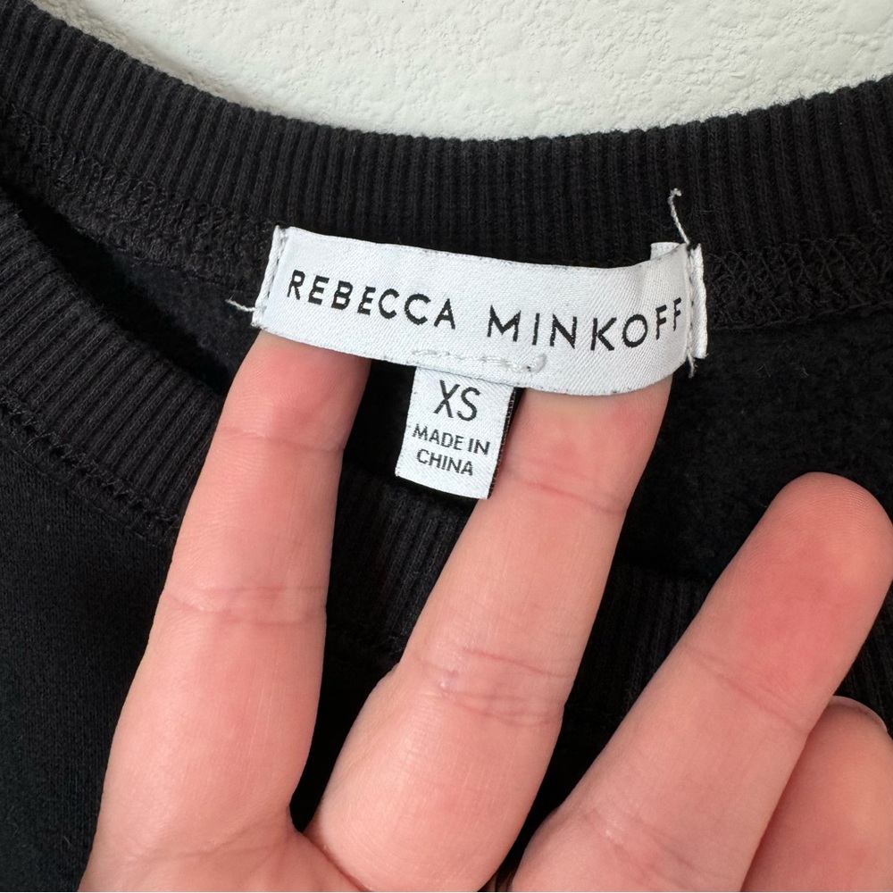 Rebecca Minkoff Black Janine Sweatshirt Size XS Crew Neck Ruffle Feminine Fall - Picture 14 of 16